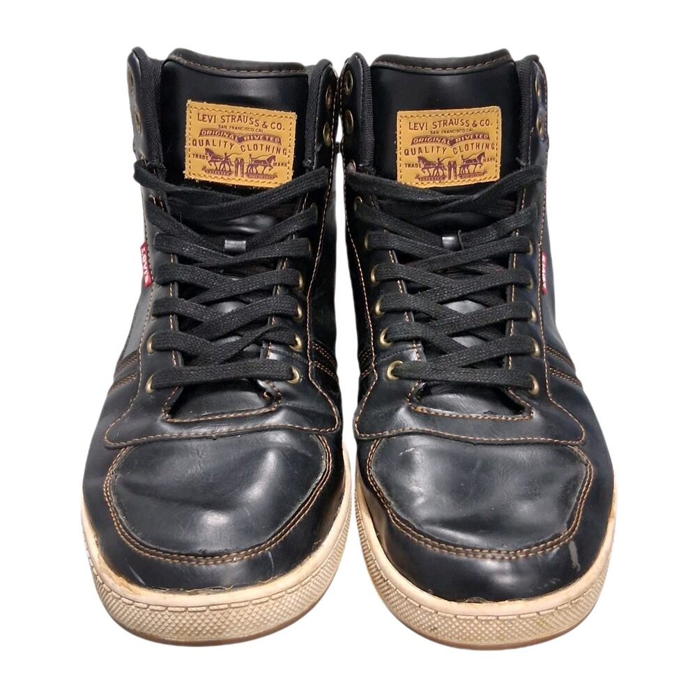 LEVI'S Stanton Men 12 Boot Sneaker Black Contrast Cap Pull Toe Casual Comfort